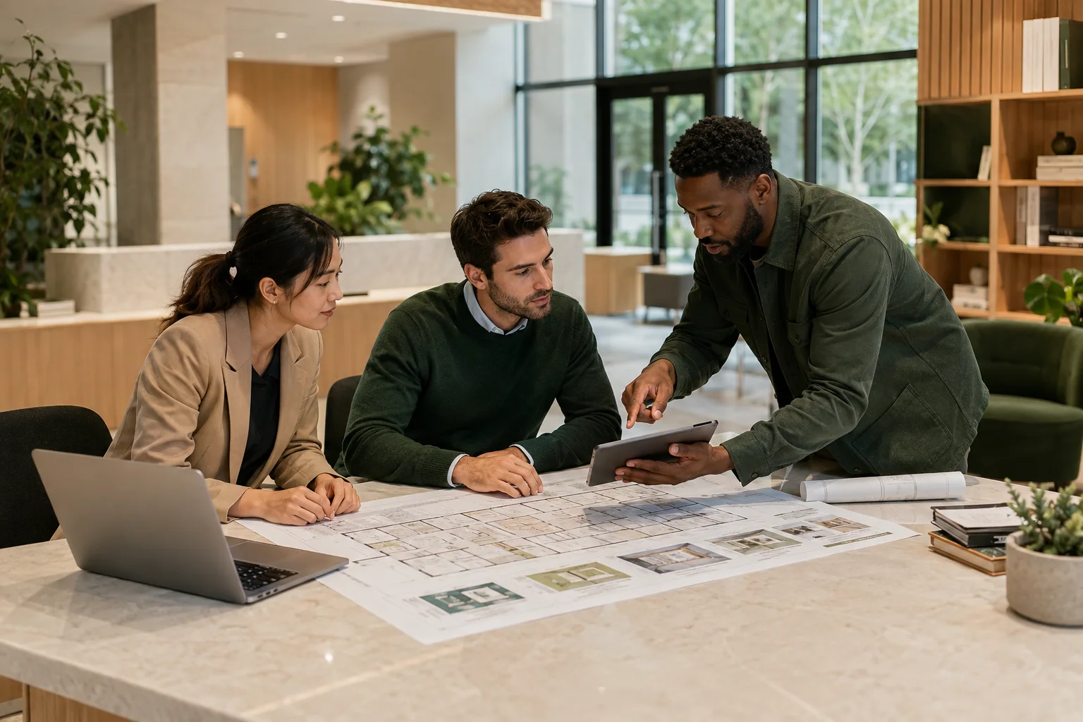 Property operations team coordinating plans and maintenance work